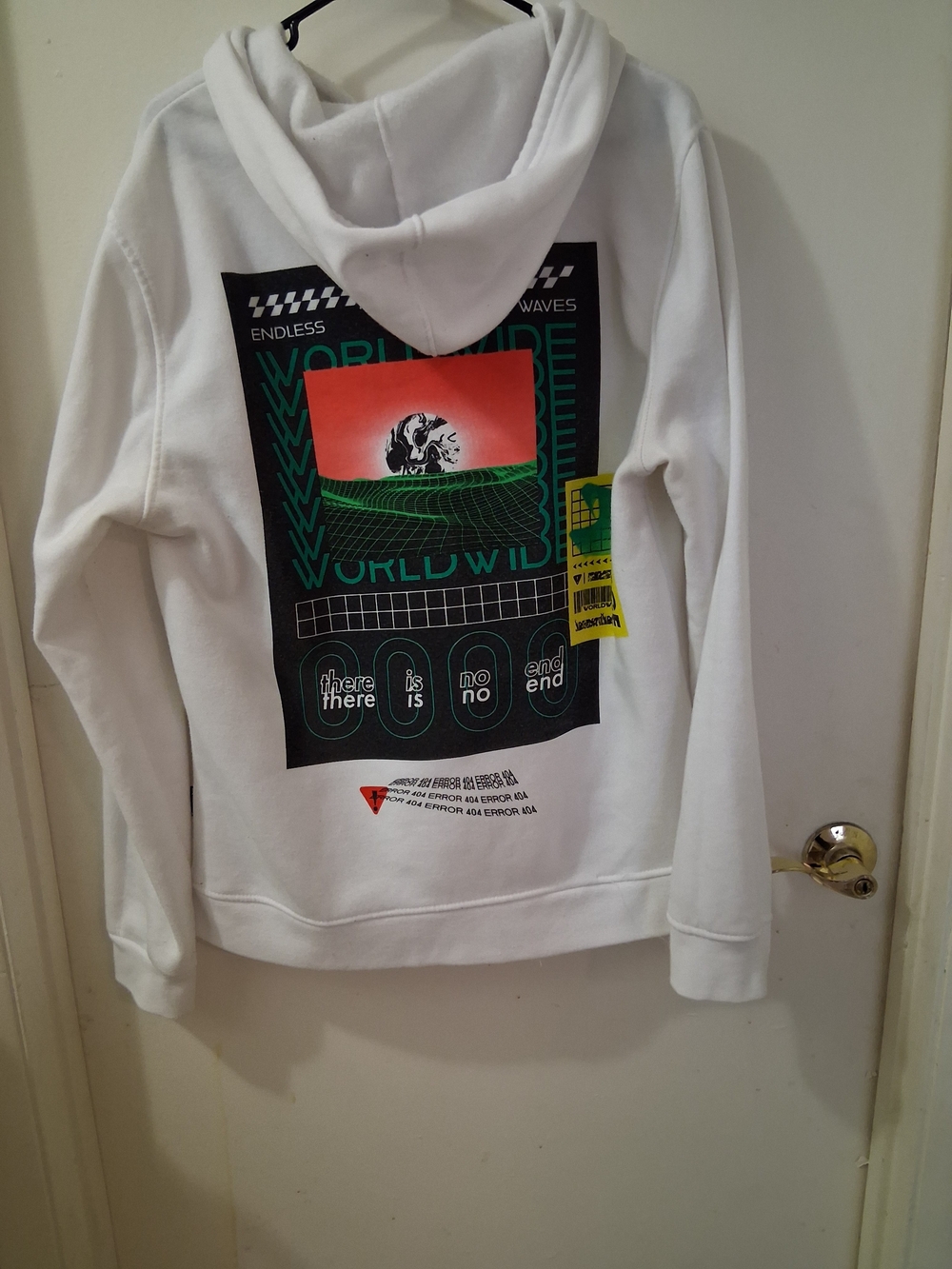 Brooklyn Cloth Mens White Graphic Print Pullover Hoodie Fleece Pockets Size L - Picture 2 of 9